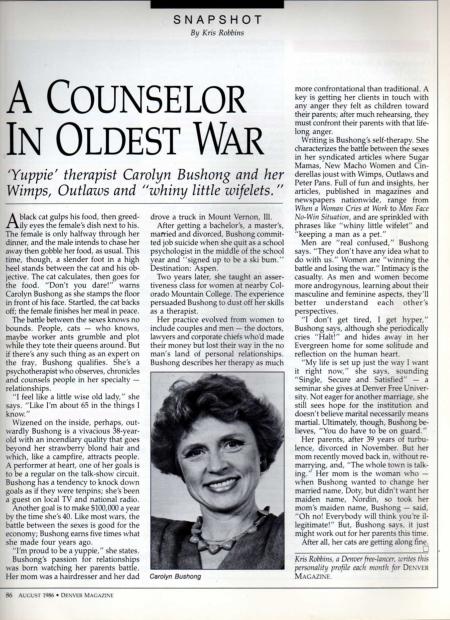Denver Magazine - August 1986 - A Counselor In Oldest War